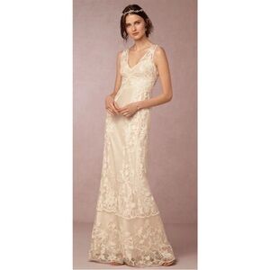 BHLDN Yoana Baraschi Gwyneth Wedding Gown White Lace Embroidered Maxi Dress 14